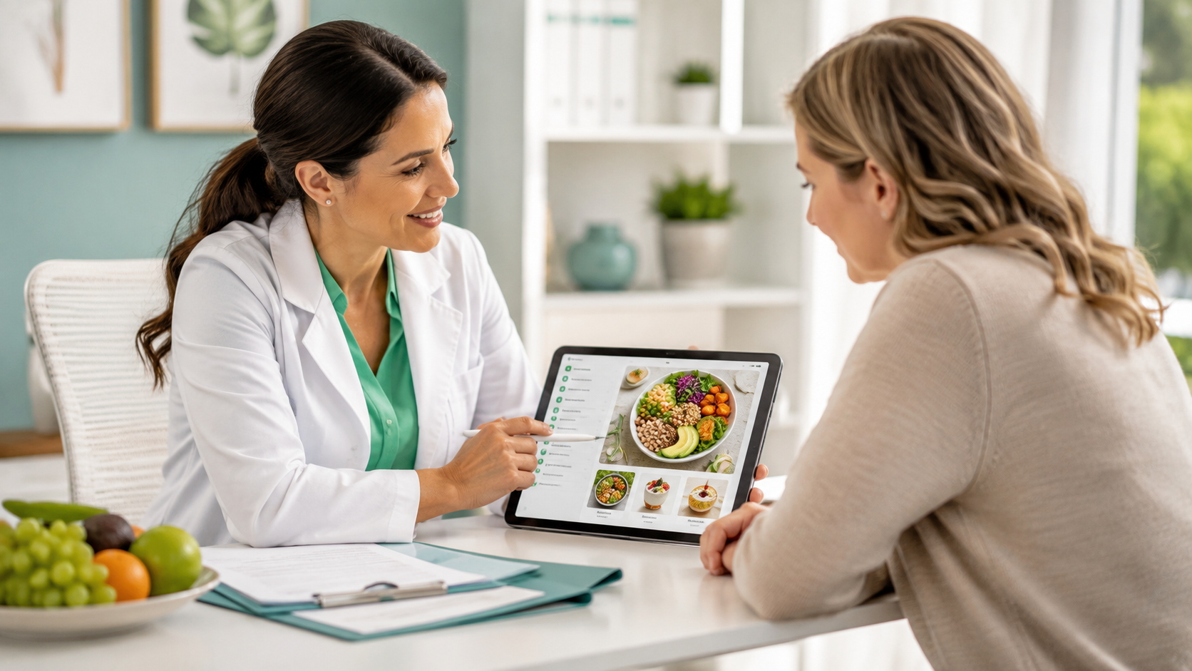 Clinician reviewing personalized nutrition guidance with a patient.